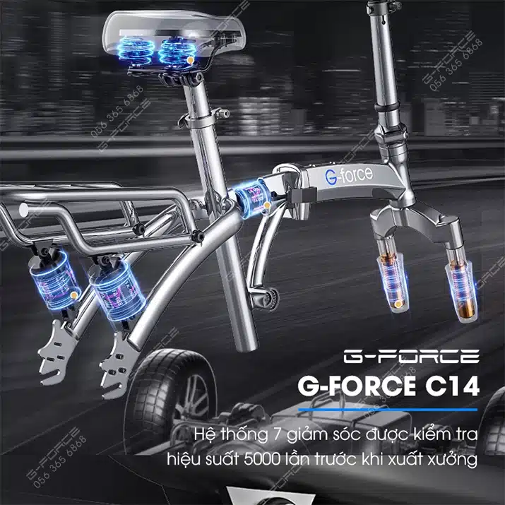 Xe đạp trợ lực điện gấp gọn G-Force C14 Plus+ 1 G Force C14 he thong 7 giam soc