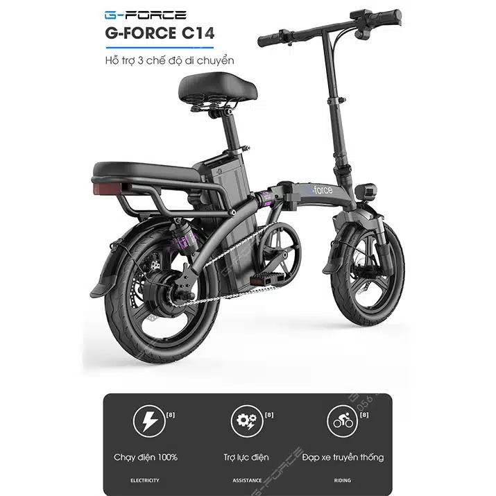 Xe đạp trợ lực điện gấp gọn G-Force C14 Plus+ 7 G Force C143 che do di chuyen