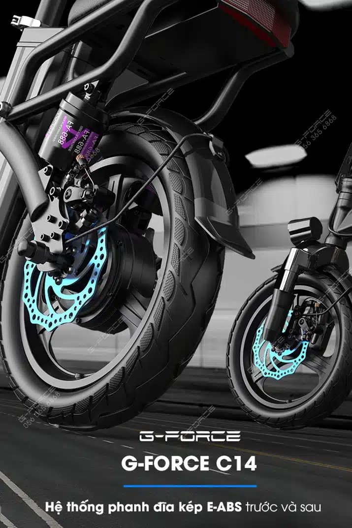 Xe dap dien GForce C14 he thong phanh