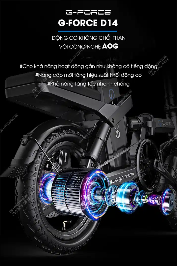Xe dap dien GForce D14 dong co