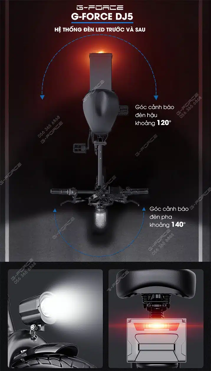 Xe dap dien GForce DJ5 he thong den