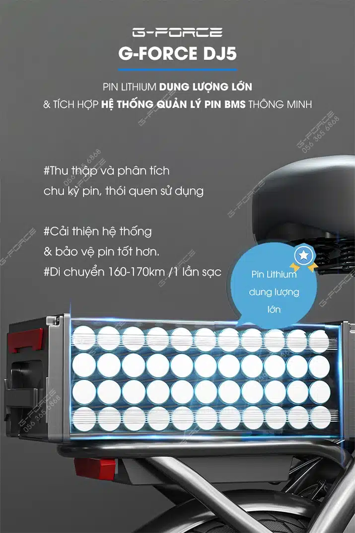 Xe dap dien GForce DJ5 pin lithium