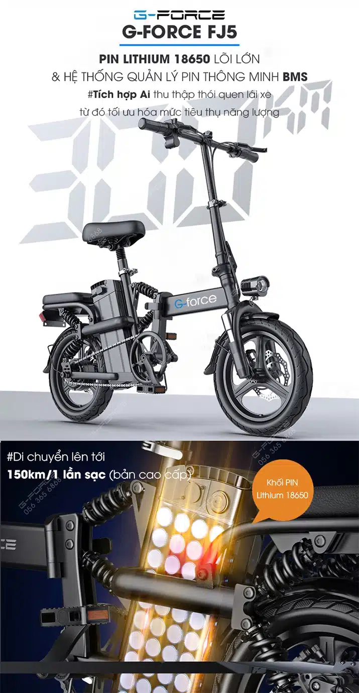 Xe dap dien GForce FJ5 Pin Lithium