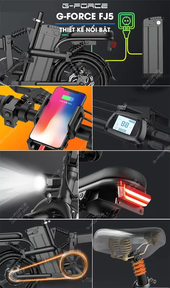 Xe dap dien GForce FJ5 cac chi tiet khac