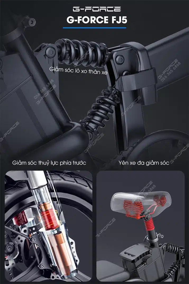 Xe dap dien GForce FJ5 he thong giam soc thuy luc