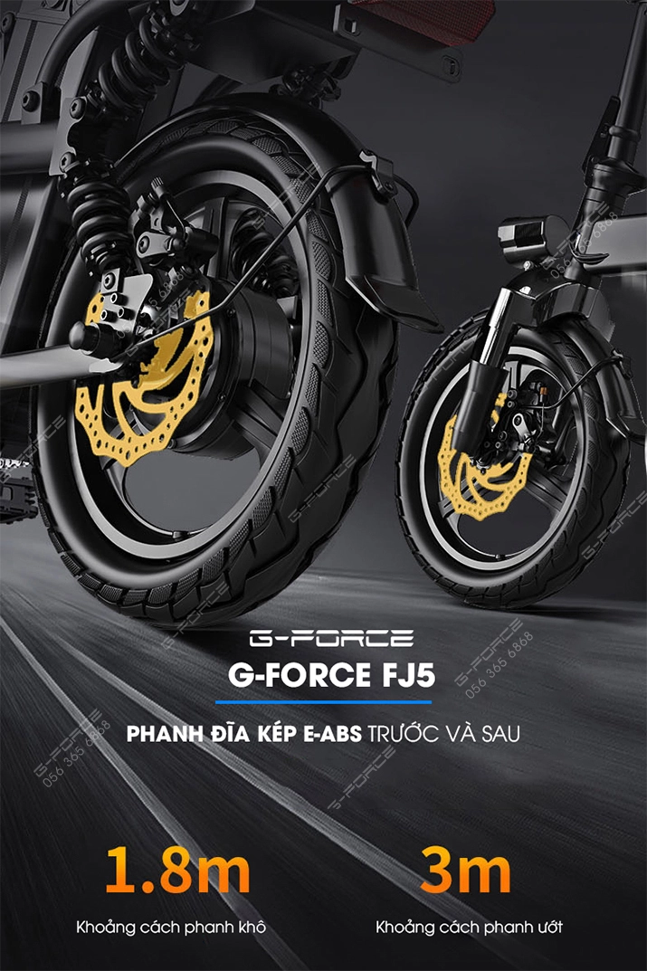 Xe dap dien GForce FJ5 he thong phanh