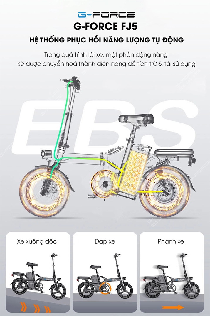 Xe dap dien GForce FJ5 phuc hoi nang luong