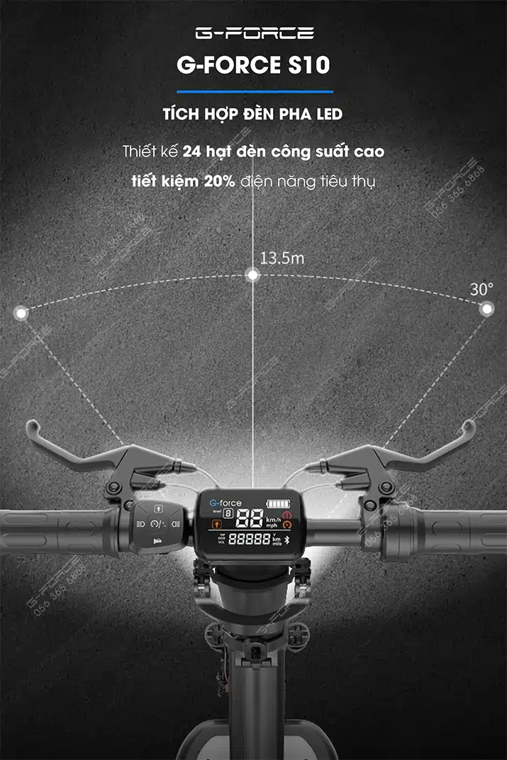 Xe dap dien GForce S10 den led phia truoc