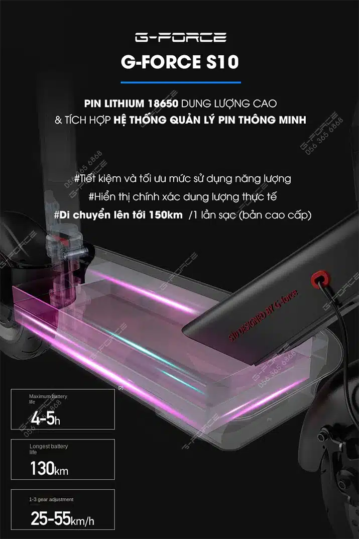 Xe dap dien GForce S10 pin lithium