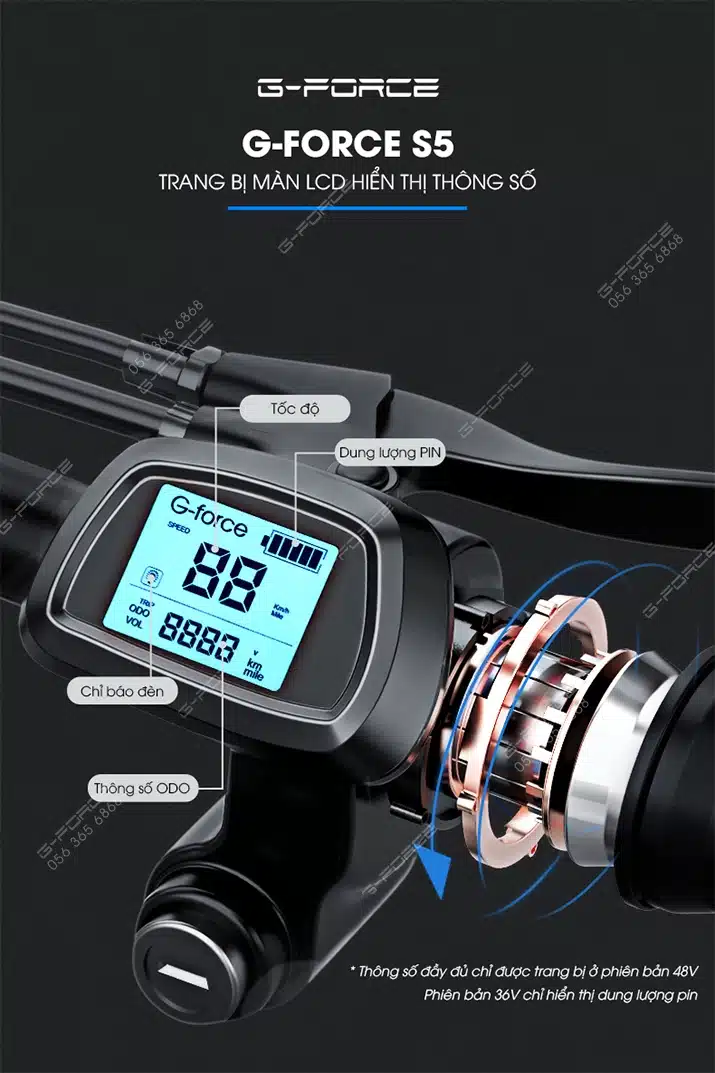 Xe dap dien GForce S5 man LCD