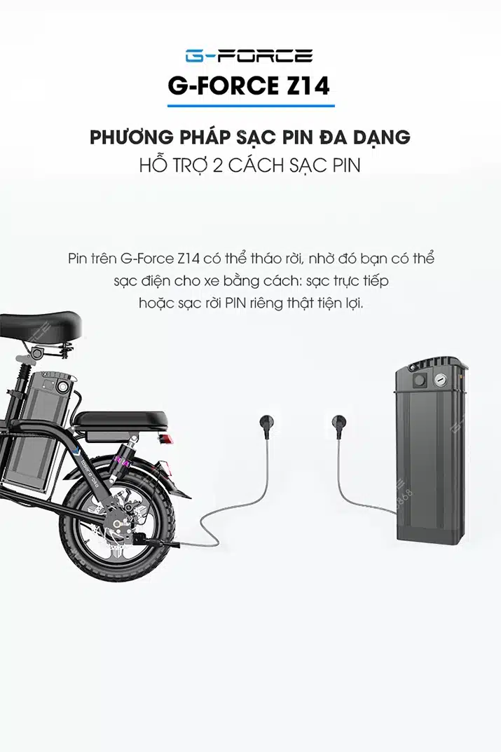 Xe dap dien GForce Z14 2 phuong phap sac dien