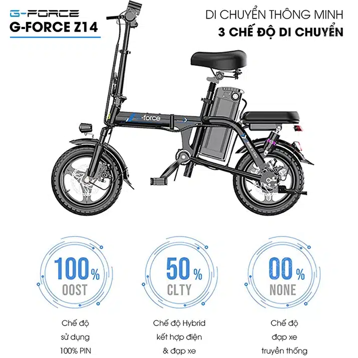 Xe dap dien GForce Z14 3 che do di chuyen