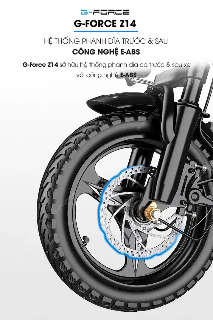 Xe dap dien GForce Z14 he thong phanh dia