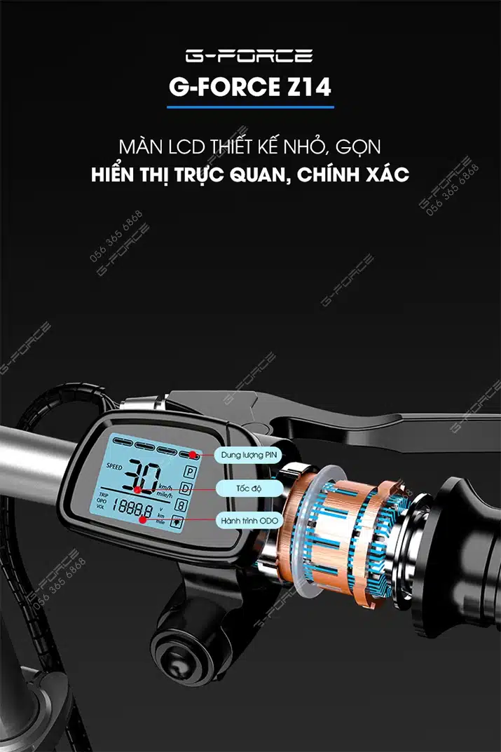 Xe dap dien GForce Z14 man LCD