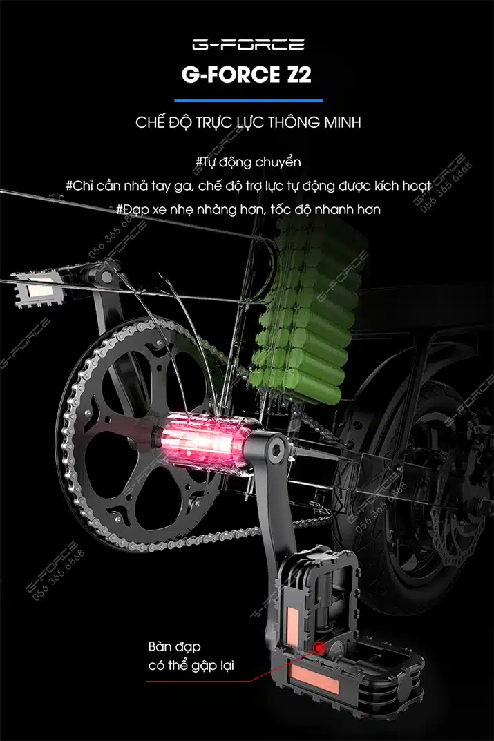 Xe dap dien GForce Z2 he thong tro luc dien