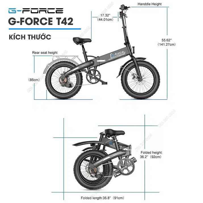 Xe đạp trợ lực điện G-Force T42 hiện đại, mạnh mẽ 20 Gforce.vn - Xe Dap Tro Luc Dien Gforce T42 (6)