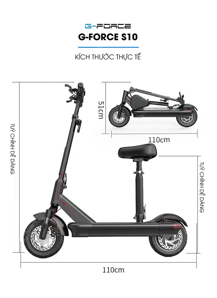 Xe Scooter điện G-Force S10 18 Xe dap dien GForce S10 kich thuoc