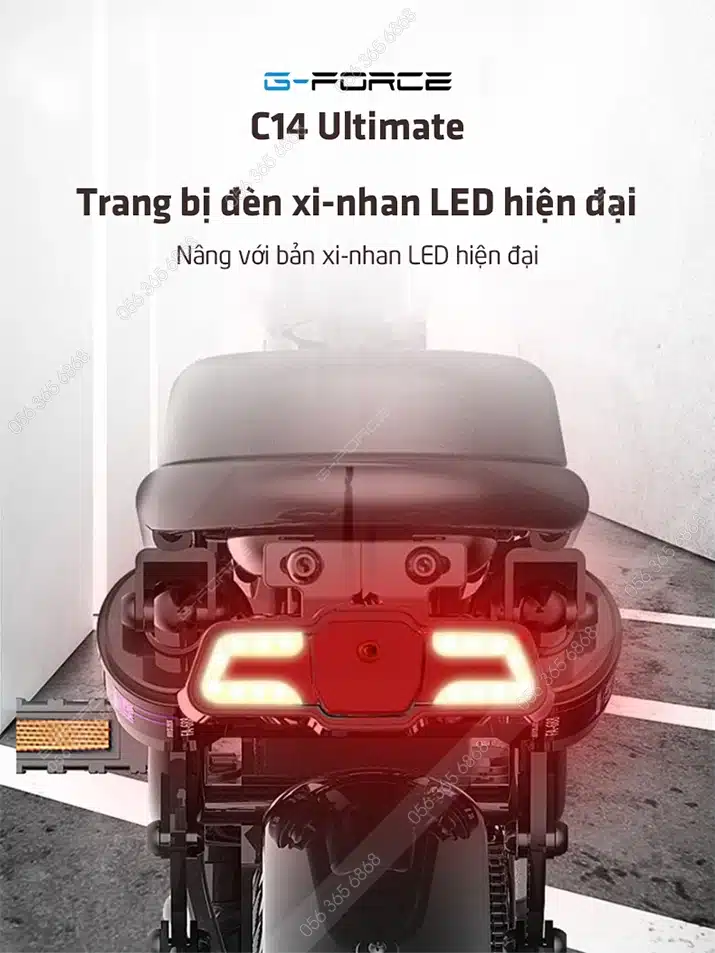 Xe đạp điện G-Force C14 Ultimate trang bị 12 giảm xóc, gấp gọn tiện lợi 8 Gforce.vn - Gforce C14 Ultimate - Den Hau Phia Sau