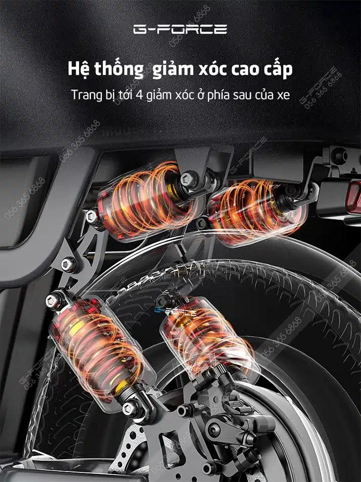 Xe đạp điện G-Force C14 Ultimate trang bị 12 giảm xóc, gấp gọn tiện lợi 4 Gforce.vn - Gforce C14 Ultimate - Giam Xoc Phia Sau
