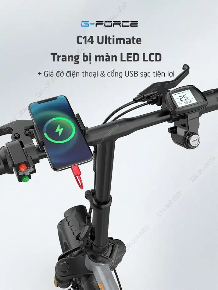 Xe đạp điện G-Force C14 Ultimate trang bị 12 giảm xóc, gấp gọn tiện lợi 15 Gforce.vn - Gforce C14 Ultimate - Man Led Lcd