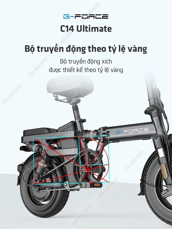 Xe đạp điện G-Force C14 Ultimate trang bị 12 giảm xóc, gấp gọn tiện lợi 5 Gforce.vn - Gforce C14 Ultimate - Ty Le Vang